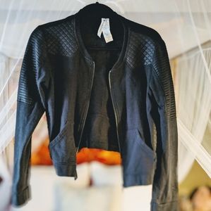 Black Fabletics Motorcycle Workout Jacket